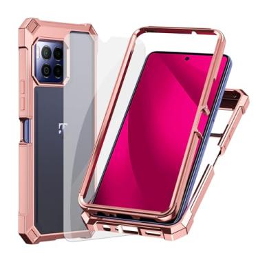 Imagem de Ailiber Capa T-Mobile REVVL 7 Pro com protetor de tela, camada dupla à prova de choque, transparente [antiamarelamento], capa fina resistente a arranhões para Metro REVVL 7 Pro 5G ouro rosa