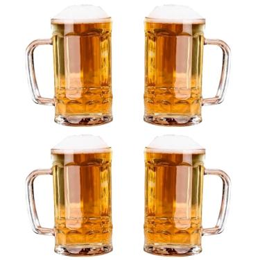 Imagem de Jogo 4 Canecas de Chopp em Vidro Copo para Cerveja 350ml Translucido
