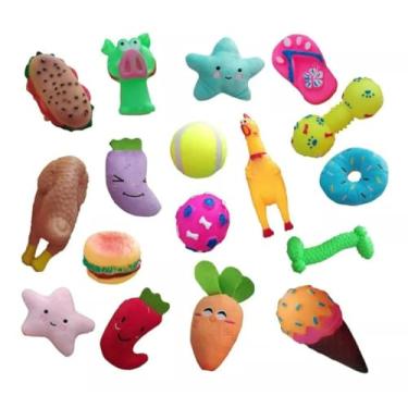 Imagem de Kit 6 Brinquedos Para Filhote Cachorros pequenos Yorkshire Pinscher Lulu Chihuahua Maltês (3 Pelúcias + 3 Brinquedos Vinil Sortidos)