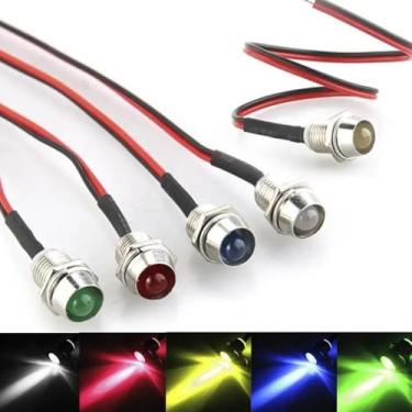 Imagem de Vrabocry 10 peças de luz de diodo LED de 5 mm difusa lente redonda fosca com montagem em painel de 8 mm 12 V painel indicador universal painel indicador luzes soquete para carros barcos lâmpada