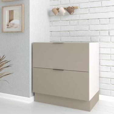 Imagem de Balcão 2 Gavetões com Gaveta Auxiliar sem Tampo com Rodapé Puxador 150mm Ipanema CabeCasa MadeiraMadeira Fendi Trama/Branco