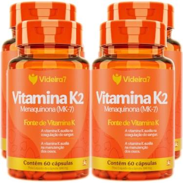 Imagem de Videira7, KIT COM 4 VITAMINA K2 MENAQUINONA MK-7 1 CÁPSULA AO DIA 100% IDR TOTAL 240 CÁPSULAS - VIDEIRA7