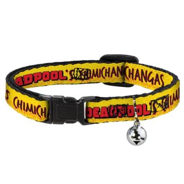 Imagem de Coleira para gatos Breakaway Deadpools Chimichangas Chamas Amarelo Preto Vermelho 20 a 30 cm 0,5 polegadas de largura