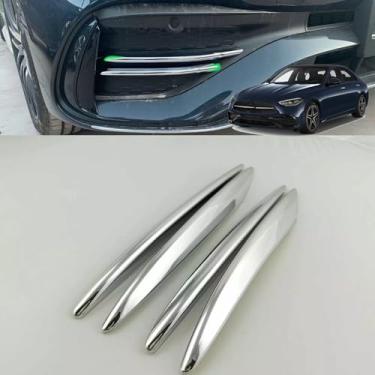 Imagem de SJBNKJYXGSLULU Para Mercedes-Benz C-Class 2022 2023 2024 Guarnição da tampa da lâmpada de neblina dianteira do carro, acessórios de proteção decorativa exterior para carro, prata (faixa de cobertura