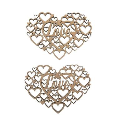 Imagem de Aplique Laser Mdf - Colméia Coração Moldura Love 2 Un 12 Cm