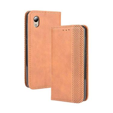 Imagem de Capa para ZTE Blade A3 Lite, carteira de couro com suporte para ZTE Blade A3 Lite, capa magnética retrô para celular, capa carteira com compartimentos para cartão