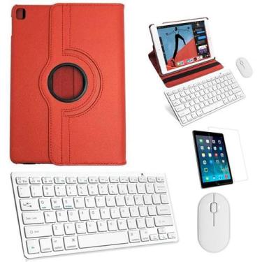 Imagem de Kit Capa 360 Vermelho / Teclado e Mouse branco e Película para iPad Ai