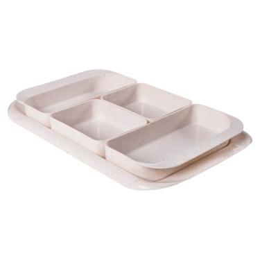 Imagem de Bandeja de Plástico Modular para Aperitivos 5 peças Branco Marmorizado Plasútil