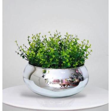 Imagem de Arranjo de Folhagem Verde Artificial No Vaso Prata Grande - La Caza St