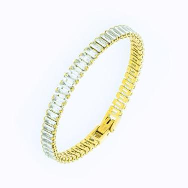 Imagem de Pulseira de Aço Riviera Cristal Zircônia Baguete 16cm IPG - Convex
