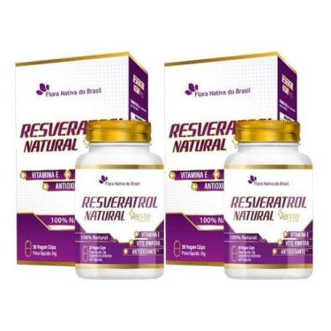 Imagem de 2 Trans Resveratrol Semente De Uva 30 Cps 450mg - Flora Nativa, Sem sa