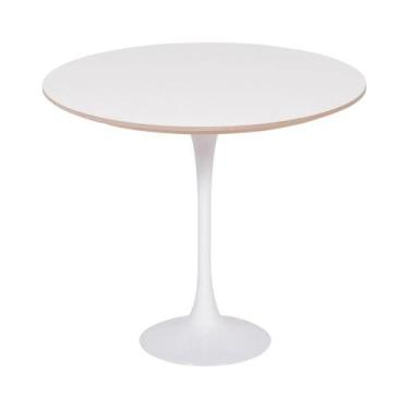 Imagem de Mesa Saarinen Lateral Fórmica Branca 42cm - Base Branca - mgsaarinen
