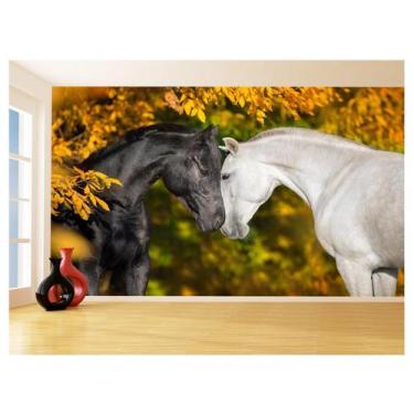 Imagem de Papel De Parede Animais Casal Cavalos Fenda 3,5M Anm306 - Você Decora