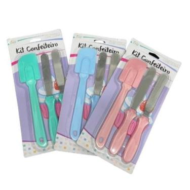 Imagem de Kit 3 Espátulas Inox e Silicone Para Confeitar Bolo Cosy, Rosa