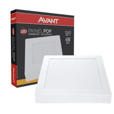 Imagem de Kit 5 Plafon Quadrado Sobrepor 6w 12x12cm Branco Quente 3000k - Avant