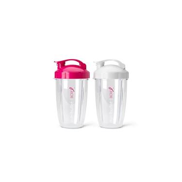Imagem de nutribullet® Copos To-Go de 680 ml e tampas coloridas flip-top (rosa/branco)