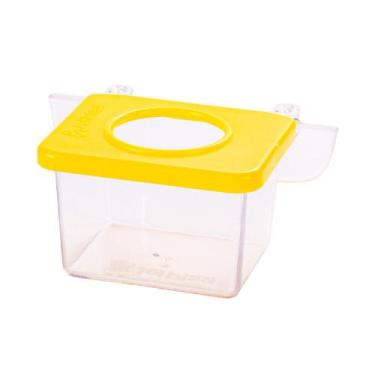 Imagem de Comedouro Jel Plast Pet Piu 1 Furo com Gancho Cristal Amarelo para Pás