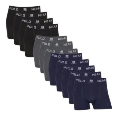Imagem de Kit 12 Cueca Boxer Masculino Polo Wear Microfibra Sem Costura, Sortido