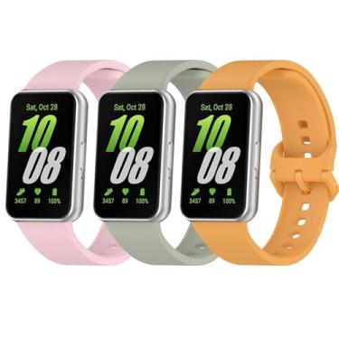 Imagem de Baaletc Pacote com 3 pulseiras de relógio compatíveis com Samsung Galaxy Fit 3, pulseiras de substituição de silicone macio, acessórios para Samsung Galaxy FIT 3 SM-R390 para mulheres e homens