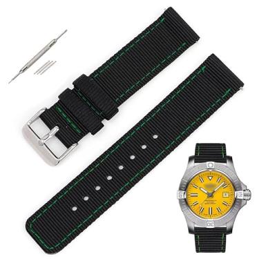 Imagem de Generic Pulseiras de nylon de lona de liberação rápida para relógios Breitling, pulseira de relógio de nylon de substituição para relógios Breitling - várias cores (20 mm, preto - verde)