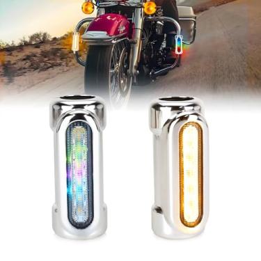 Imagem de OPP ULITE Luzes de barra de rodovia para motocicletas Switchback Dream Chasing Color & White Light Bares de luz de seta âmbar para direção de 1-1/10.2 cm Barra de impacto Touring Luzes de direção