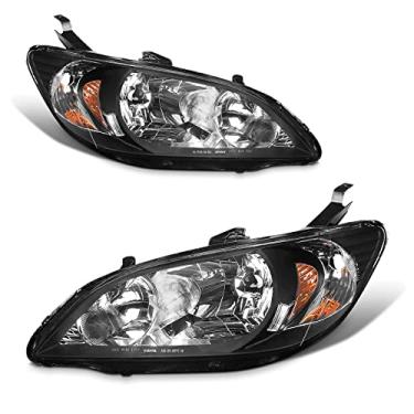Imagem de ADCARLIGHTS Conjunto de farol Civic 2004 2005 compatível com 04 05 Honda Civic 2/4dr Lente transparente preto alojamento refletor âmbar substituição par esquerdo e direito