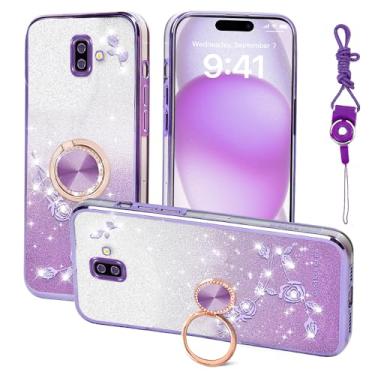 Imagem de Nouxwerx Capa para celular Samsung J6 Plus 2018, capa para J6+ capa protetora à prova de choque de TPU macio fino rosa para meninas e mulheres com alça de suporte de anel capa protetora à prova de