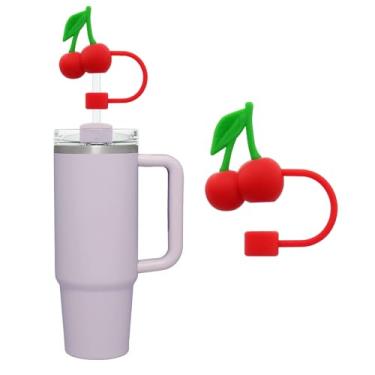 Imagem de Capas de canudo de cereja compatíveis com Stanley, tampas de silicone de 10 mm, tampa de canudos de copo para copo e garrafa de água de 1,134 g, acessórios de topo de copos, tampa de rolha