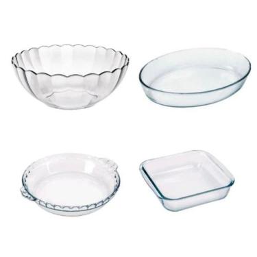 Imagem de Conjunto Travessas Assadeiras Marinex 4 Peças Tigela 3,1L + Oval 2,4L 