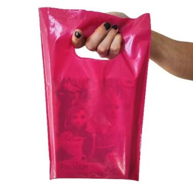 Imagem de 100 Sacola Plástica rec. 20x30 Alça Boca De Palhaço / Vazadas. - AGAE,