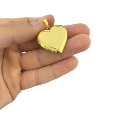 Imagem de Pingente Coração Liso Relicário - Banhado a Ouro 18k - ToJoia18k