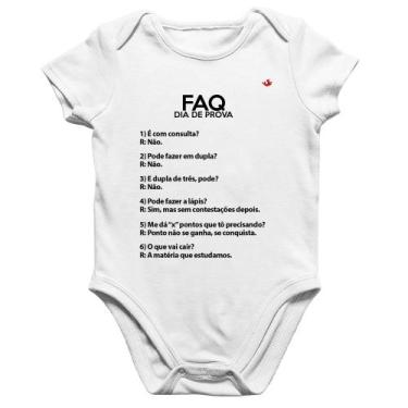 Imagem de Body Bebê Algodão FAQ Dia de Prova - Foca na Moda, Branco, M