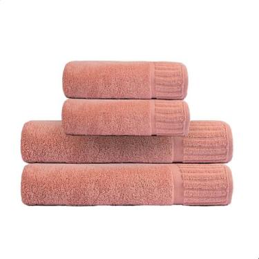 Imagem de Kit Casal Jogo Toalhas 2 Pares Rosto e Banho Cores Variadas - Bella En