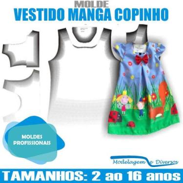 Imagem de Molde Vestido Inf Manga Copinho, Modelagem&Diversos, 2 Ao 16 anos