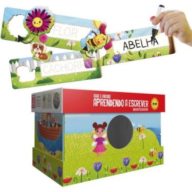 Imagem de Brinquedo pedagogico madeira ache e encaixe aprend.escrever - BRINC. D