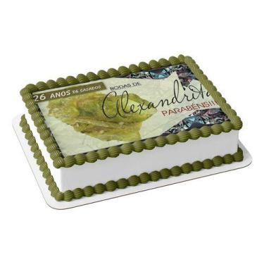 Imagem de Papel Arroz P/ Bolo Bodas De Alexandrita 26 Anos De Casados - Genérico