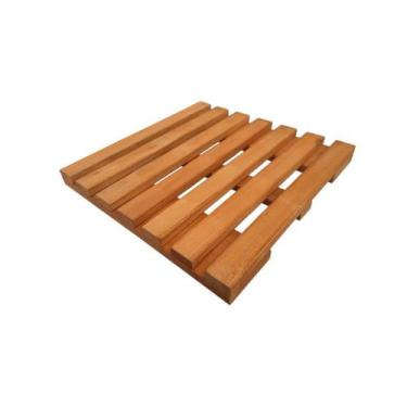 Imagem de Suporte Vaso Quadrado 40cm Roda Cristal Mogno - Tudo Jardim
