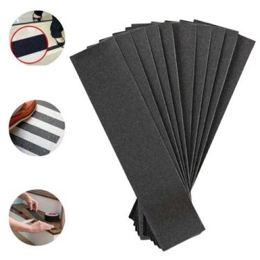 Imagem de Fita Antiderrapante Piso Escada 10 Peças 22cm x 5cm Preto - Fitaseg