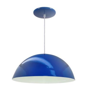 Imagem de Luminária Pendente Meia Lua 34cm Com Interior Branco Brilho Com Fiação