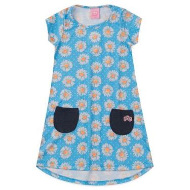 Imagem de Vestido Infantil Margaridas Rosa - Piradinhos, 3, Azul claro