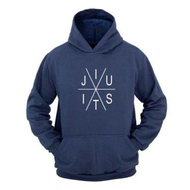 Imagem de Moletom Masculino Canguru Ragor Estampa Jiu Jitsu, M, Azul marinho