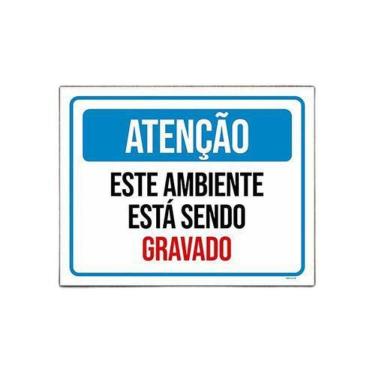 Imagem de Placa Sinalização - Atenção Ambiente Sendo Filmado 18X23