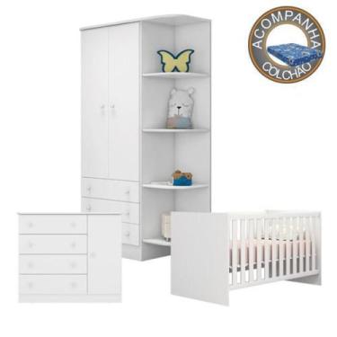 Imagem de Quarto de Bebê Completo Berço Colchão Physical Guarda Roupa Cômoda Doc