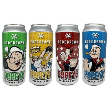 Imagem de Kit 4 Cervejas Popeye Germany Larger Puro Malte Latão 473ml - Popeye -