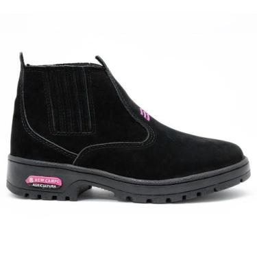 Imagem de Bota Feminina Butina Couro Legítimo New Elástico - RM, Preto elástico,