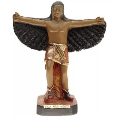 Imagem de Imagem Exu Asa Negra 20 Cm Gesso Resinado Umbanda Candomblé - Imagens 