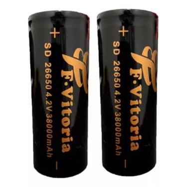 Imagem de Kit 2 Baterias Lítio 26650 4.2V 38000mah Recarregável Para Lanterna Rá
