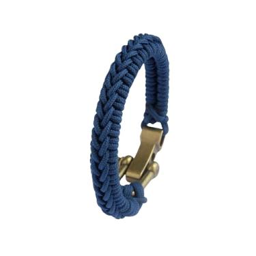 Imagem de VIKENNIA Pulseira masculina minimalista Paracord com anel D e fivela ajustável – Pulseira de sobrevivência simples e multiuso com manilha de aço inoxidável – Pulseiras de paracord para homens –