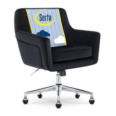 Imagem de Serta Ashleigh Cadeira de escritório moderna, design adornado com canais, almofada de assento de bobina de bolso, poltrona elegante com detalhes de meados do século, cadeira de maquiagem ou