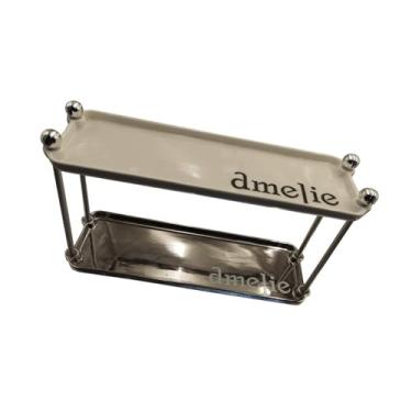 Imagem de Ｂｅｓｇａ Rack de armazenamento para banheiro, 2 camadas, prateleira, organizador, cozinha, temperos, para banheiro, cômoda, mesa, despensa, maquiagem, Branco E Prateado